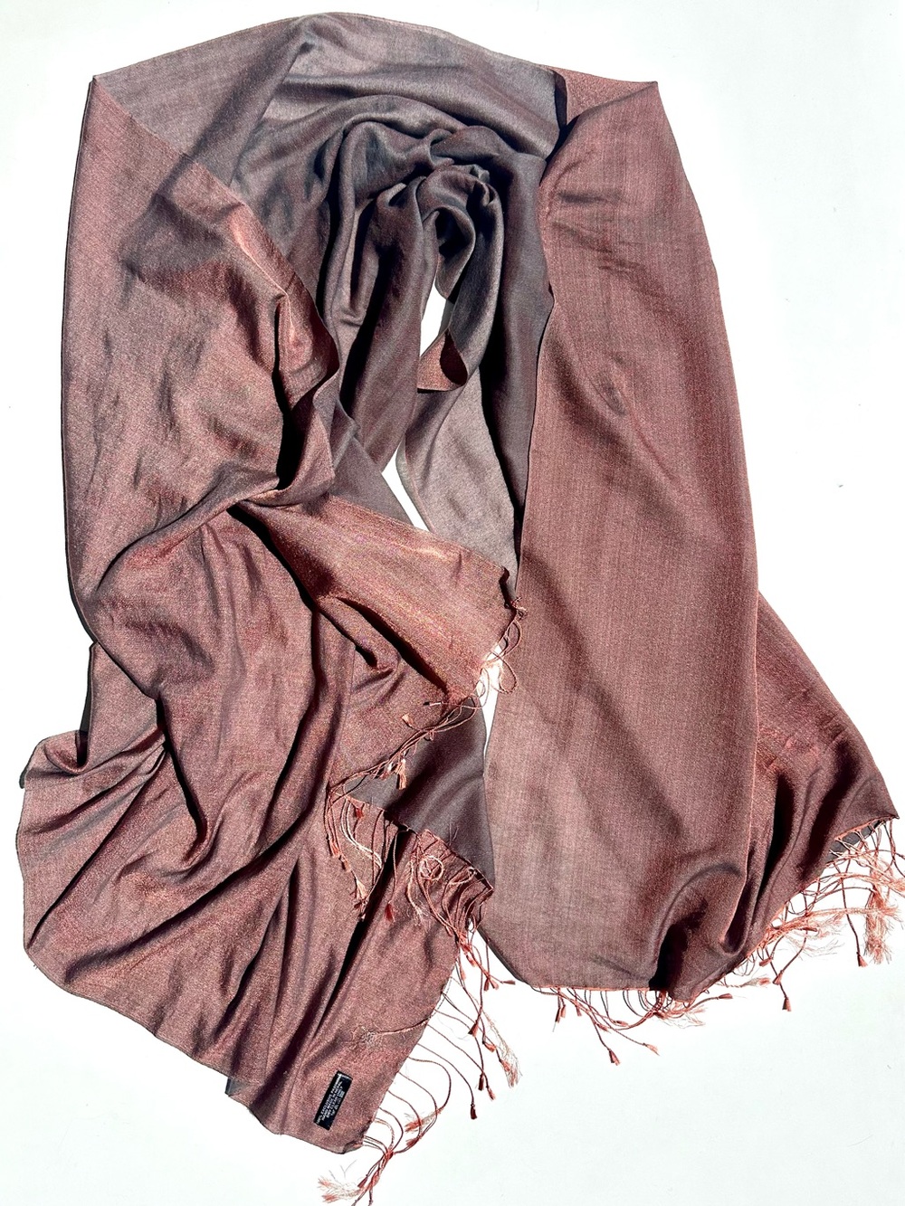 100% Pashmina Nepal Elegant Women's Lightweight Shawl Scarf, Dusty Rose & Mauve